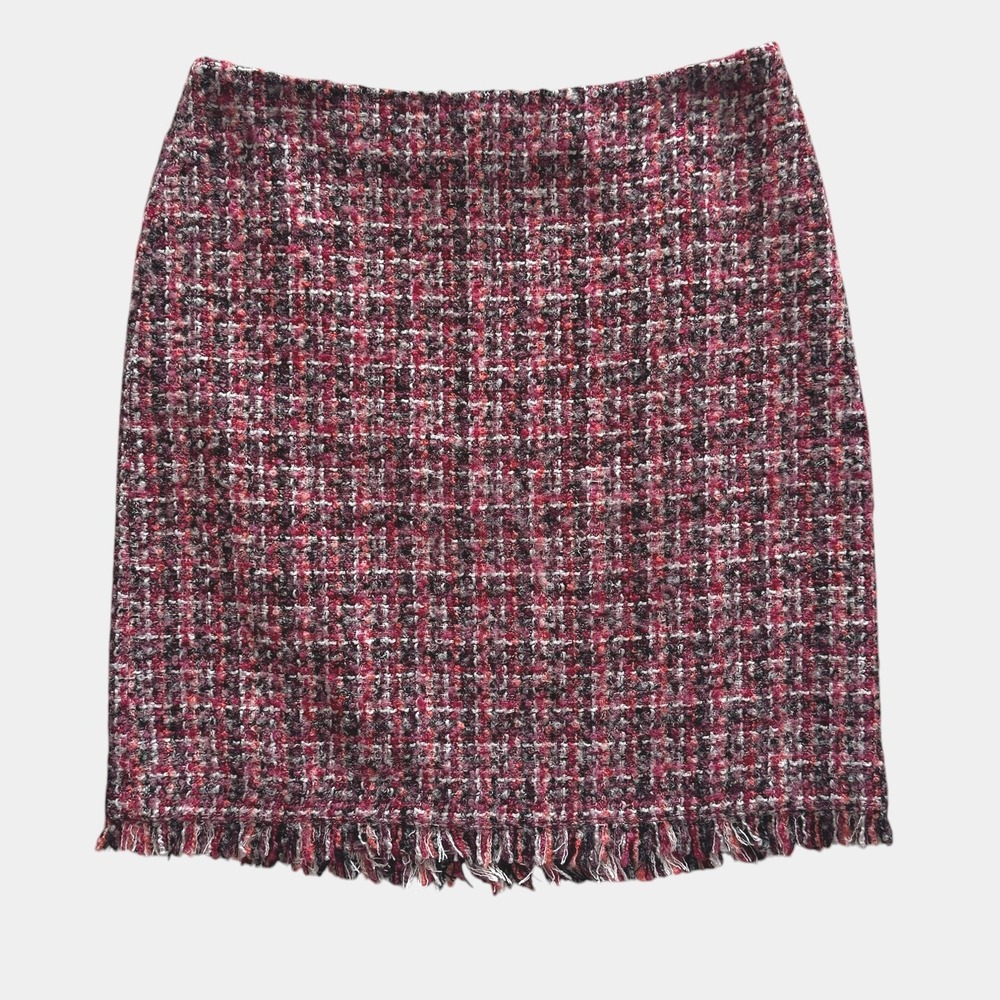 Talbots Womens Wool Blend Tweed Fringe Mini Skirt Plaid‎ 10 preppy twee academia